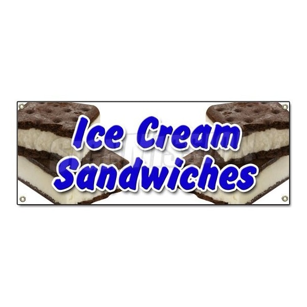 Signmission Ice Cream Sandwiches Banner Heavy Duty 13 Oz Vinyl with Grommets B-Ice Cream Sandwiches - main